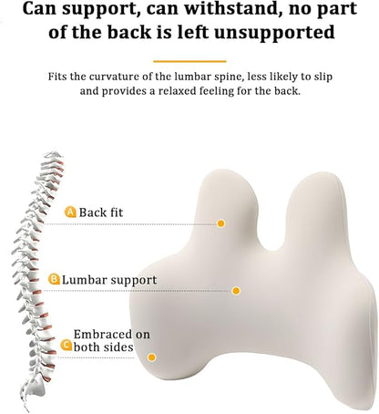 Lumbar Support Pillow for Car, Memory Foam Ergonomic Vehicle Seat Back Support Pillow for Driving, Automotive Interior Pain Relief Back Pillow, Universal for SUV RV Lorry