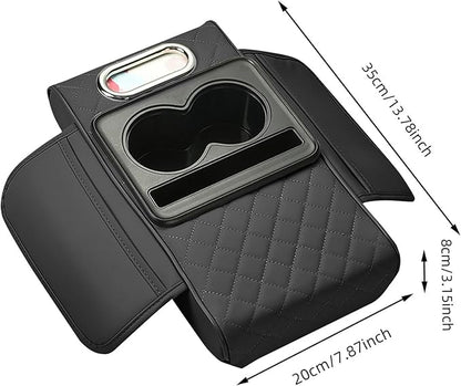 Car Armrest Cushion, 5-in-1 Center Console Cover with 2 Storage Bags Cup Holder, Cup Holder Tissue Slot Phone Slot for Car, Universal Car Armrest Box Cover Protection Pad for Most Vehicles (C)