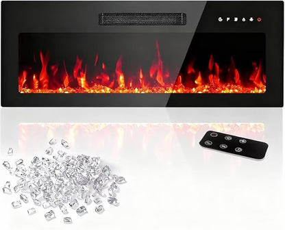 36" Electric Fireplace Insert, Wall Mounted & Recessed Heater, Slim
