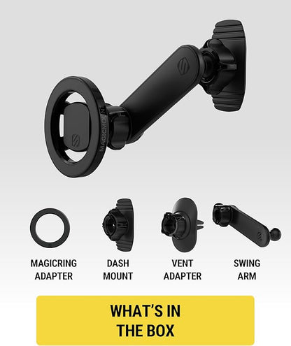 Scosche SMS1ODVR-1 MagicMount 5-in-1 MagSafe Phone Mount for Car Vent, Dashboard and Back of Display for Floating Screens, Hands Free Magnetic Cell Phone Holder Compatible with iPhone 16 15 14 13 12
