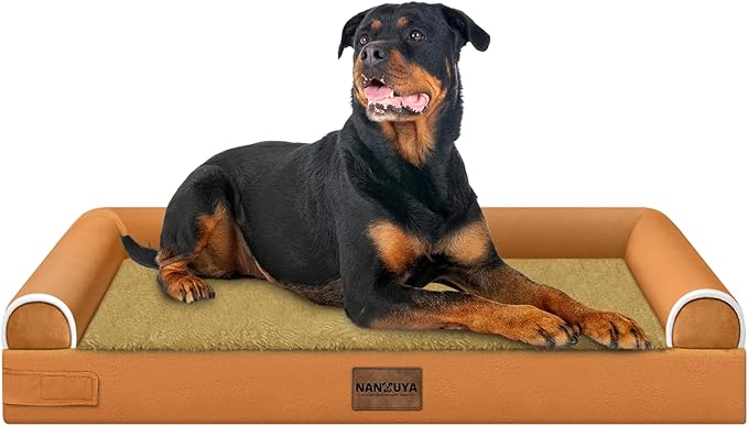 Large Dog Bed Orthopedic Washable: Beds Bolster XXL Bed Big XLarge Dogs Egg Crate Foam Sofa Couch Waterproof Removable Cover - Orange