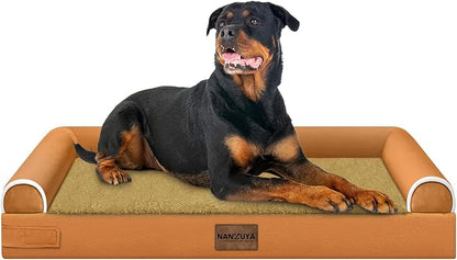 Large Dog Bed Orthopedic Washable: Beds Bolster XXL Bed Big XLarge Dogs Egg Crate Foam Sofa Couch Waterproof Removable Cover - Orange