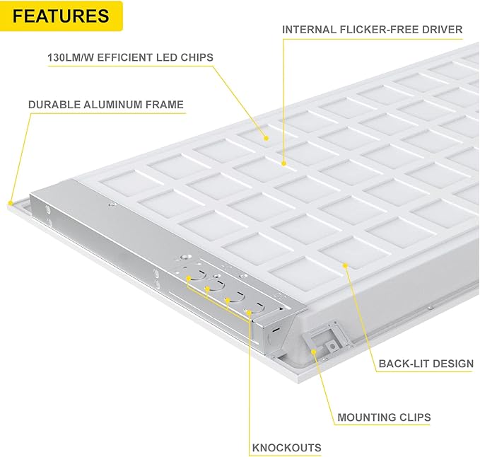 NUWATT 4 Pack 1x4 LED Panel for Drop-in Ceiling, 3000K Warm White, Super Bright