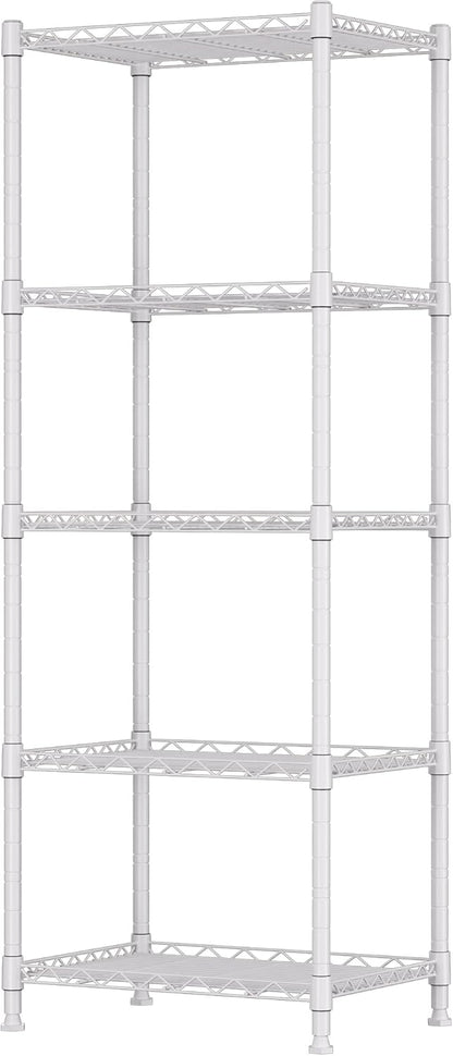 REGILLER 5-Wire Shelving Metal Storage Rack Adjustable Shelves,Standing Storage Shelf Units for Laundry Bathroom Kitchen Pantry Closet(White,11.8" D x 16.6" W x 53.5" H)