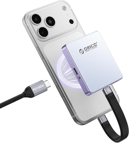 ORICO 10Gbps Magnetic M.2 NVMe SSD Enclosure with PD100W Charging Port 4K ProRes Recording Max 2TB for iPhone 17/16/15 Pro/Pro Max/Plus Support SSD Size 2230/2242 B+M M-Key Diskless AP42P (Blue)