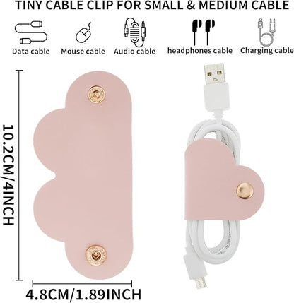 6 Pieces Cord Organizer, PU Leather Cable Organizer Reusable Cable Straps Clips Wire Ties Charging Cord Power Cord Earphone USB Holder Multipurpose Cord Holder Keeper Manager Management