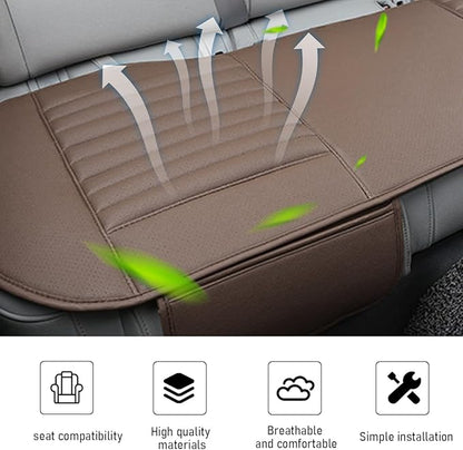 Car Back Seat Cover, Breathable PU Leather Rear Seat Cushion Protector with Storage Bag, Rear Bench Cover Pad Fits for 95% Vehicle, Universal Interior Car Accessories (Coffee, Rear)