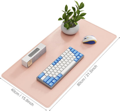 DAWNTREES Desk Mat Protector,PU Leather Desk Pad,Non Slip, Large Mouse Pad and Keyboard Mat, Waterproof Writing Pad for Office and Home (Pink)