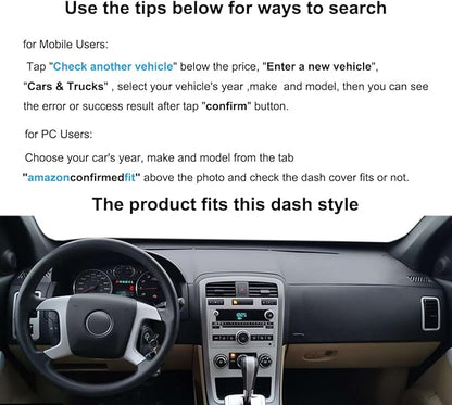 Yiz Dash Cover Mat Custom Fit for Chevrolet Chevy Equinox/Pontiac Torrent Dashboard Cover Pad Cap Carpet Potector J287 (Black)