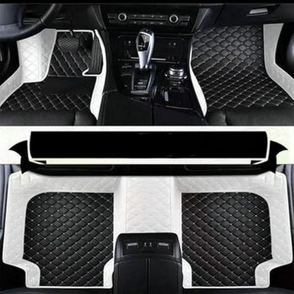 Customize Making Car Floor Mats for 99.99% Sedan SUV Pickup Truck Full Coverage Men Women Cute Leather Protection Pads Non-Slip Floor Liners (Black+White Side)