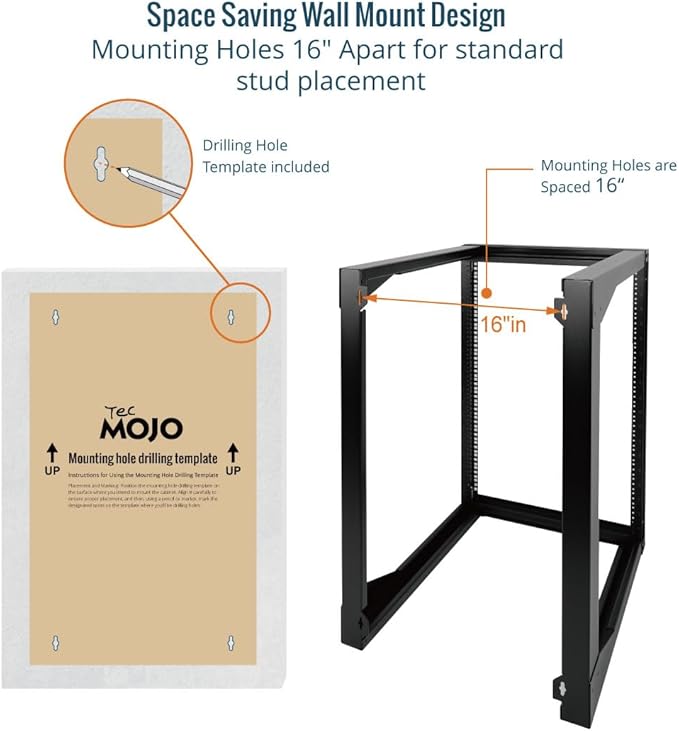 Tecmojo 18U Wall Mount Server Rack, Open Frame Network Rack