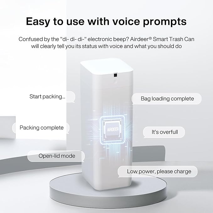 Airdeer L2 Automatic Trash Can, 8 Gallon Self Sealing and Self-Changing Smart
