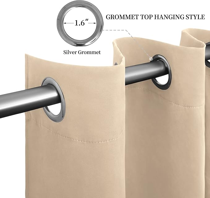 Easy-Going Blackout Curtains for Bedroom, Solid Thermal Insulated Grommet and
