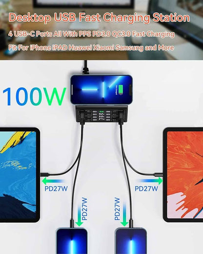 USB Charger, ASOMETECH 100W 8 Port Multiple USB Charging Station
