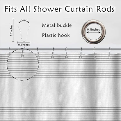 ggaimwf 36x71 Inch Striped White Grey Waffle Shower Curtain Plaid Texture Nautical Stall Bath Curtain Rustic Farmhouse Boho Neutral Bathtub Curtain for Kids Bathroom Decor Waterproof with Hooks