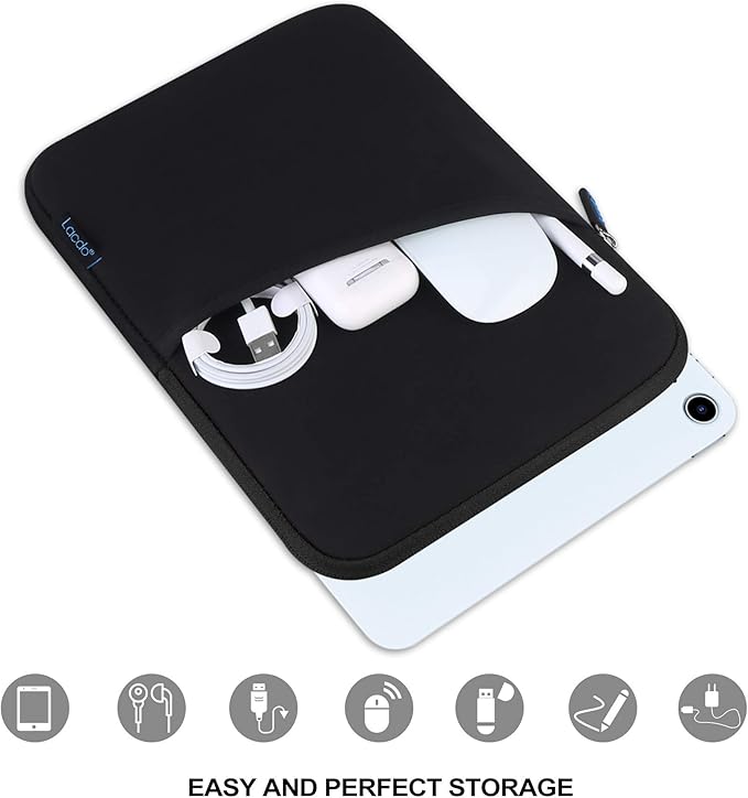 Lacdo Tablet Sleeve Case for 11 inch iPad A16 / 11 inchs iPad Pro M5 M4 / 11" iPad Air M3 M2 / 10.9" iPad / 10.2" iPad / 10.9" ipad Air / 11 Inch Samsung Galaxy Tab A9+ Bag, Fit Magic Keyboard, Black