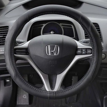 Motor Trend Ergonomic Grip Steering Wheel Cover/Protector for Small Size Steering Wheels in Cars, SUVs, Boats (13.5-14.5") (Grip Drive Pro Comfort Grip (Black/Black Stitching))