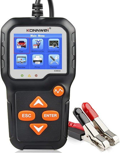 KONNWEI KW650 6V 12V Car Battery Tester, 100-2000 CCA Battery Load Tester