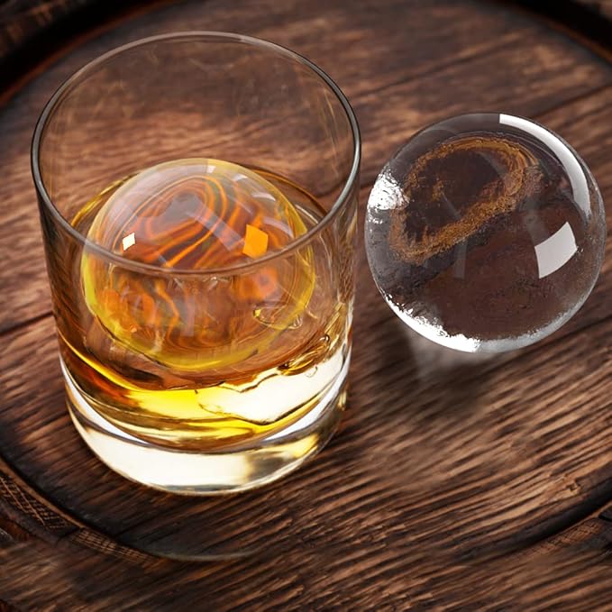 TINANA Clear Ice Ball Maker, 2.5” Crystal Clear Ice Cube Tray Make 2 Large