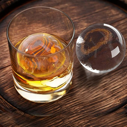 TINANA Clear Ice Ball Maker, 2.5” Crystal Clear Ice Cube Tray Make 2 Large