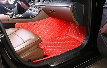 Custom Personalized Floor Mats for Cars，Luxury Full Coverage All Weather Car Floor Mats，Anti-Slip Leather Car Mat Set ，Custom Floor Mats for 99% of Cars, Trucks & SUVs (Black Red 1)