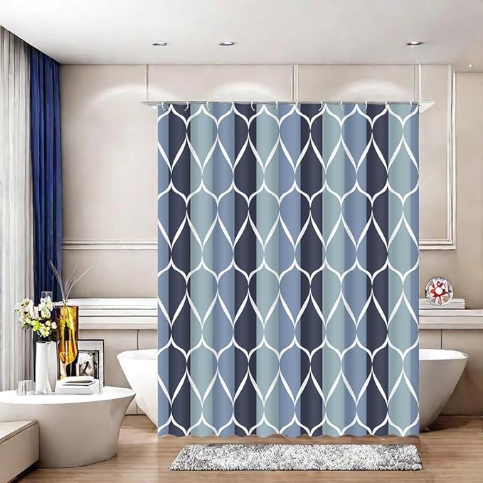 MCCKTIU Blue Shower Curtain RV Shower Curtain Modern Bathroom Shower Curtains Waterproof Fabric Machine Washable Shower Curtain Set 47 x 64 Inches