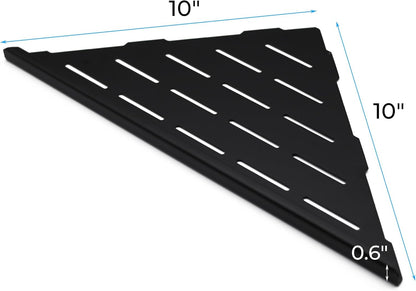 FerdY 2-Pack 10" Matte Black Recessed Corner Shower Shelf, for Tiled Bathroom Walls, 304 Stainless Steel Floating Shower Shelf, Shower Caddy Storage Shelves, No Drilling Required, Striped Triangle