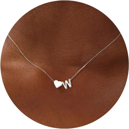 Turandoss Christmas Gifts for Grandkids - Dainty 18K Gold Plated Tiny Heart Initial A-Z Letter Pendant Necklace Stocking Stuffers for Teen Girls Jewelry