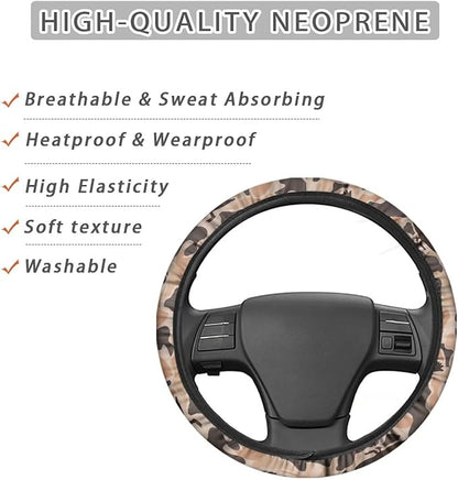 SEANATIVE Duck Camo Hunting Auto Steering Wheel Cover Auto Interior Protector Accessiores,Non-Slip Universal fit 15 inch, for Van Car Sedan SUV