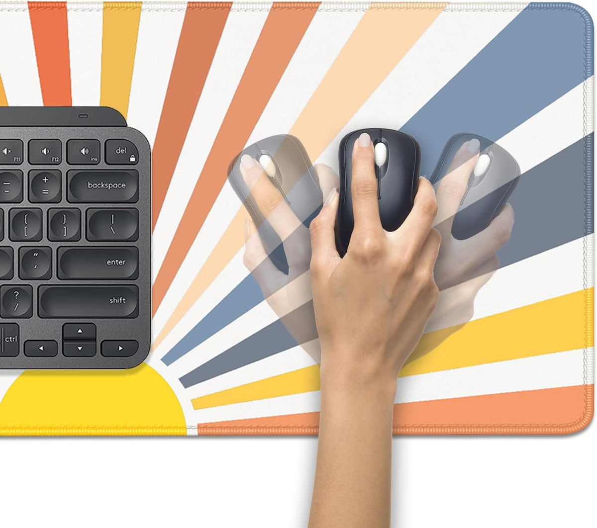 Straight Sun Rays Mouse Pad,XL Sunlight Mousepad Desk Pad with Stitched Edges,Non-Slip Waterproof Rubber Base Simplicity Mouse Mat Desk Mat for Office Computer Keyboard Laptop Home(27.5x11.8 in)
