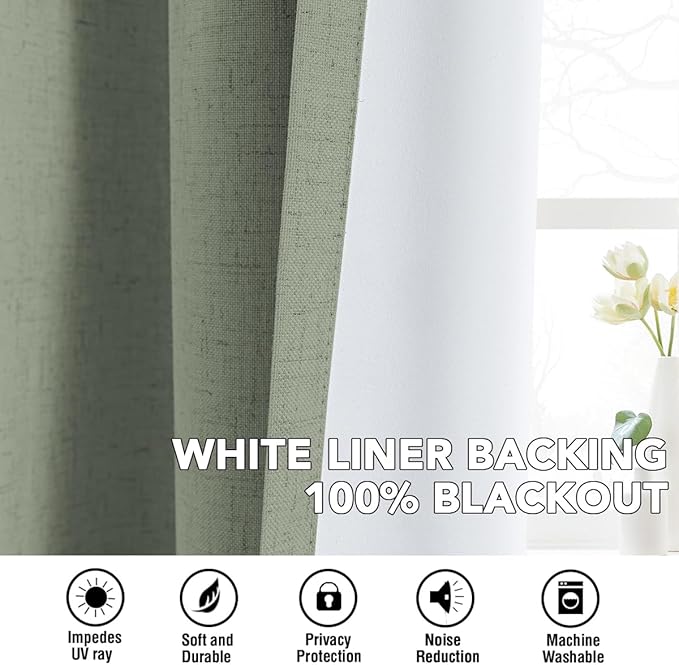H.VERSAILTEX Linen Curtains 100% Blackout Curtains