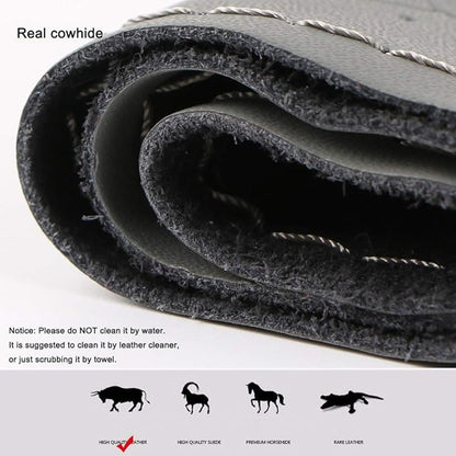 Universal Car Steering Wheel Cover Leather Breathable Design 15 Inch Diameter Cowhide Steering Handlebar Wrap Fit Most Car SUV Gray