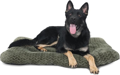 Necesitar Large Dog Crate Bed 42 Inch Washable Soft and Fluffy Dog Mats for Cages Up to 90 lbs Pet Pillows for Crate Tire Printing Olive Green