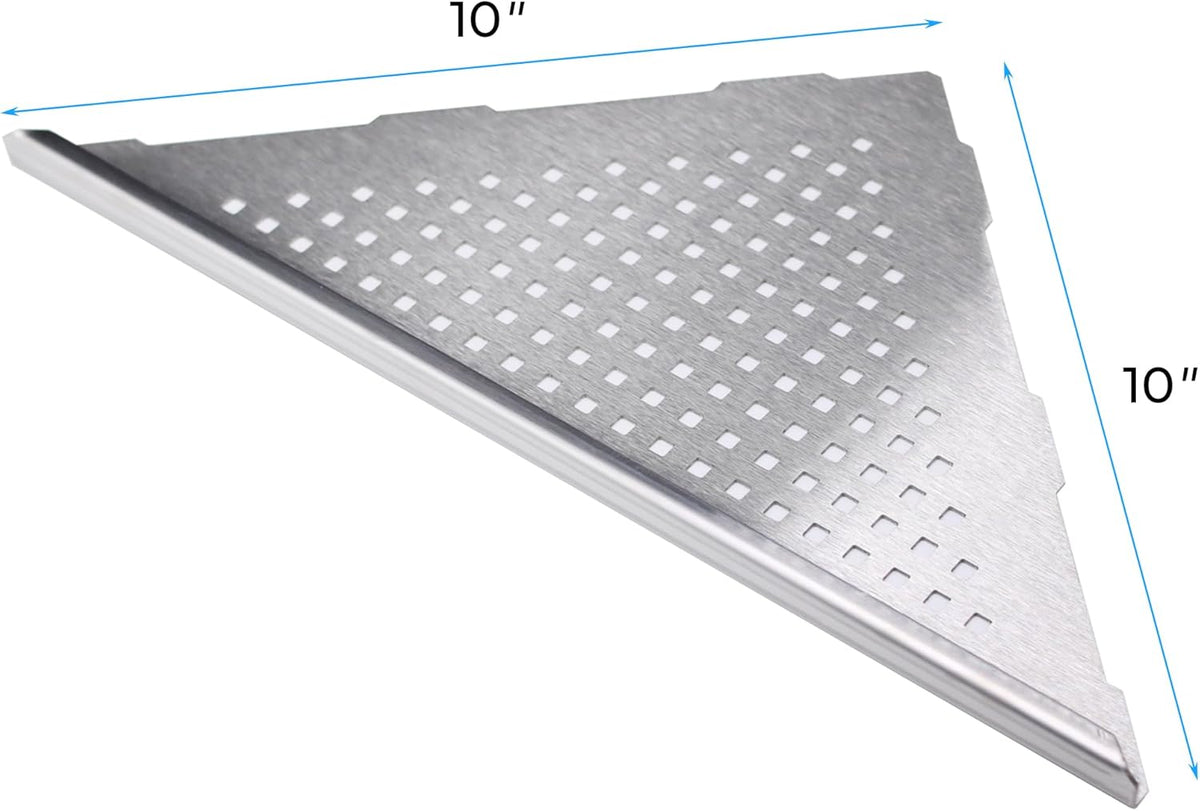 FerdY 2-Pack 10" Brushed Nickel Recessed Corner Shower Shelf, for Tiled Bathroom Walls, 304 Stainless Steel Floating Shower Shelf, Shower Caddy Storage Shelves, No Drilling Required, Point Triangle