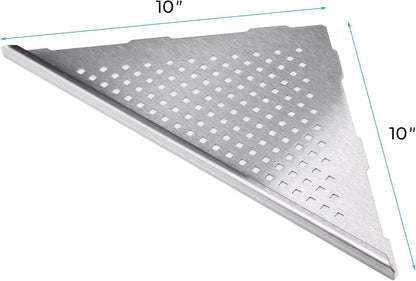FerdY 2-Pack 10" Brushed Nickel Recessed Corner Shower Shelf, for Tiled Bathroom Walls, 304 Stainless Steel Floating Shower Shelf, Shower Caddy Storage Shelves, No Drilling Required, Point Triangle