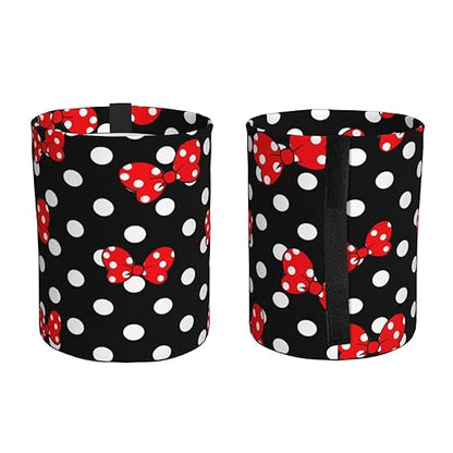Cute Red Bow Polka Dot Car Trash Can Garbage Cans Foldable,Small Hanging Car Organizer Storage Bag Leak Proof, Auto Back Seat Trash Bin Universal for Truck, SUV, Outdoor Travel