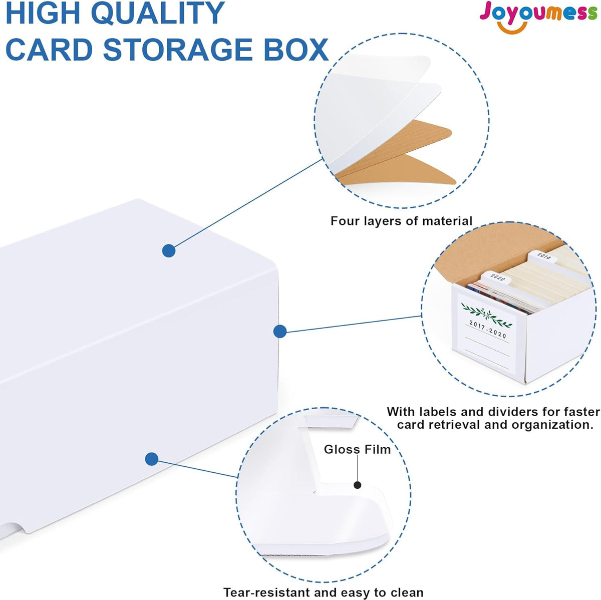 Trading Card Storage Box with Dividers, Cardboard card Organizer Box for Baseball, Sports, Game, Playing Card Collection, pack of 3, White&Brown