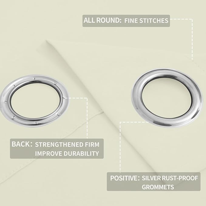Easy-Going Blackout Curtains for Bedroom, Solid Thermal Insulated Grommet and
