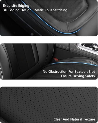 Car Seat Cushion Memory Foam for Car Seat Driver, Office Chair, Wheelchair Premium Nappa Leather Cushions Universal Fit Seat Cushion for Car Sedans SUV Truck (2 Packs/Black)