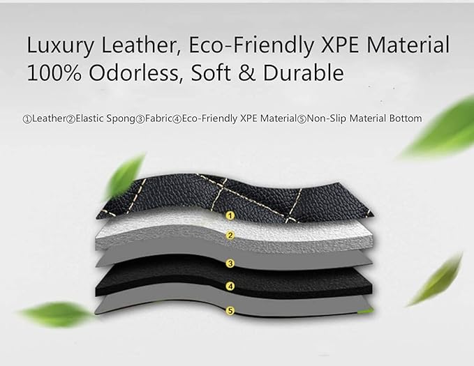 Custom Making Car Floor Mats for 95% Sedan SUV Sports Car Full Coverage Cute Men Women Pads Protection Non-Slip Leather Floor Liners (Black Green Strips)