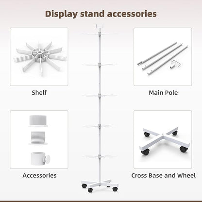 YEOOE Retail Display Racks 5 Tier Spinning Display Stand, Movable Shop Spinner