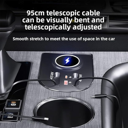 USB Hub Car Wireless Charger Mount for 2021 2022 2023 2024 2025 Toyota Sienna accessories, Mobile phone charger，45W Fast Charging Center Console Dash (Model B)