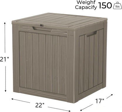 35 Gallon Outdoor Storage Box Waterproof Lockable Resin Deck Box Large, Patio Storage Bin for Pool Accessories Cushion Furniture, Garden Tools, UV-Resistant Outside Delivery Grey