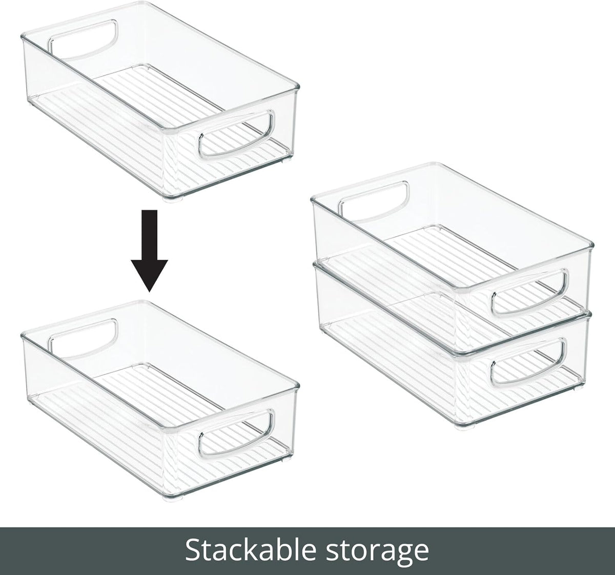 mDesign Small Plastic Storage Organizer Container Bin, Closet Organization for Hallway, Bedroom, Linen, Coat, Entryway - Holds Clothing, Blankets, Accessories, Toys - Ligne Collection, 4 Pack, Clear