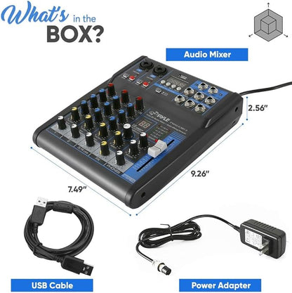 Pyle Professional Audio Mixer Sound Board Console System- Interface 4 Channel
