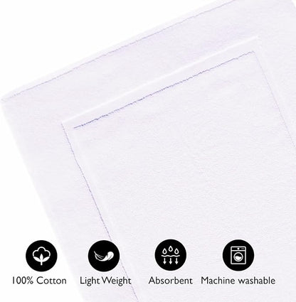 voyzz home Premium Bath Mat Floor Towel Set, Pack of 2 Super Soft & Absorbent Luxury Cotton Towels Hotel, Spa, Shower & Bathroom Tub Floor Mats Machine Washable (20"x30" Inch) White