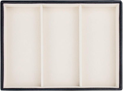 SANQIANWAN Leather Jewelry Organizer Trays Velvet Liner Storage Drawer Display Case Stackable Trays for Necklace,Rings and Earring (Black3)