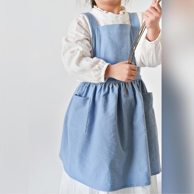 ODIZLI Frill Apron for Women Cotton Cross Back Vintage Ruffle Apron for Garden Cooking Aprons