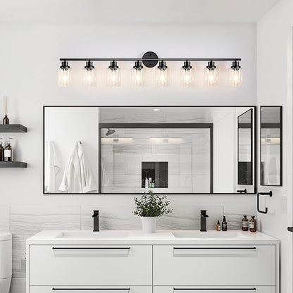Guliaofo 8-Light Black Vanity Lights, Modern Bathroom Light Fixtures