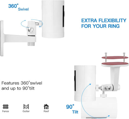 ALERTCAM 2Pack Adjustable Security Wall Mount Bracket for Stick Up Cam & Outdoor Cam Plus, Perfect View Angle for Your Surveillance Camera System - White